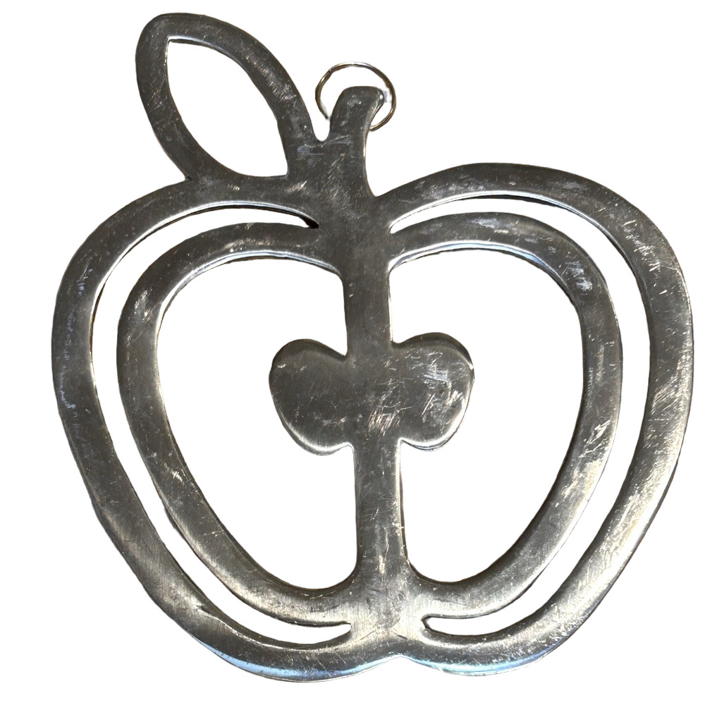 Vintage Silver Apple Trivet Ready to Hang 1980s
